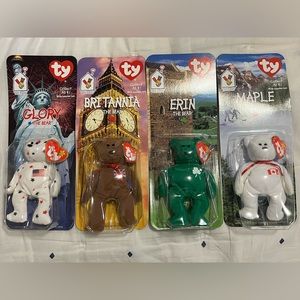 McDonald’s International Ty Beanie Bears 1990’s Complete Set of 4 (New)
